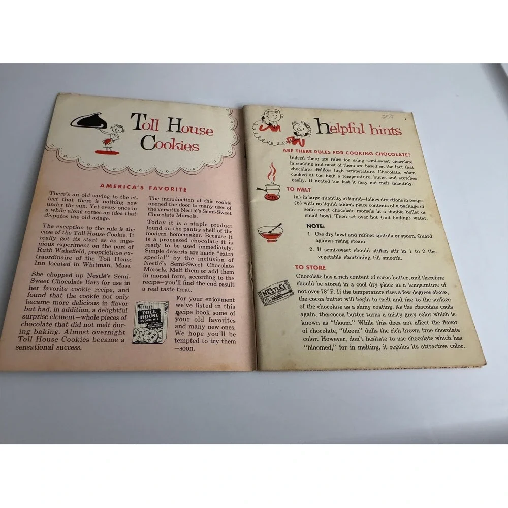 VTG 1957 Nestle Semi‎ Sweet Chocolate Kitchen Recipes Booklet Toll House Cookie